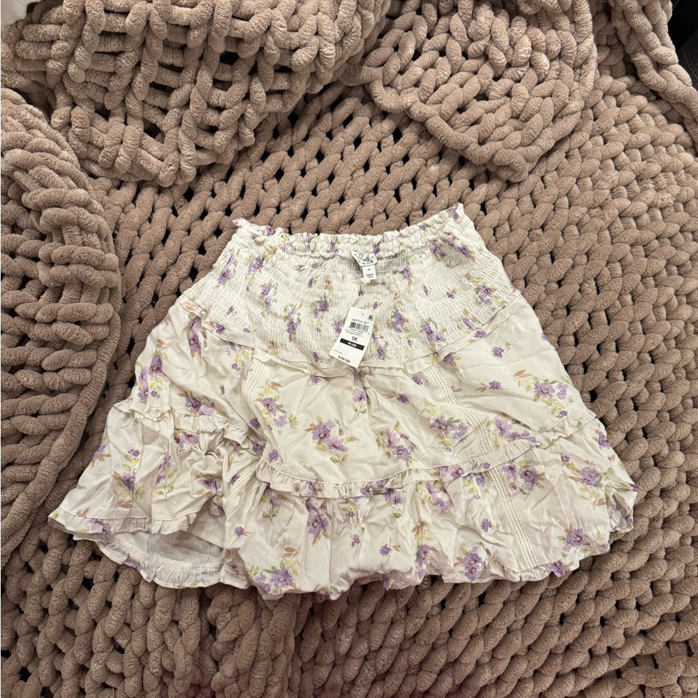 And Now This Cream Skirt with Purple Floral Design